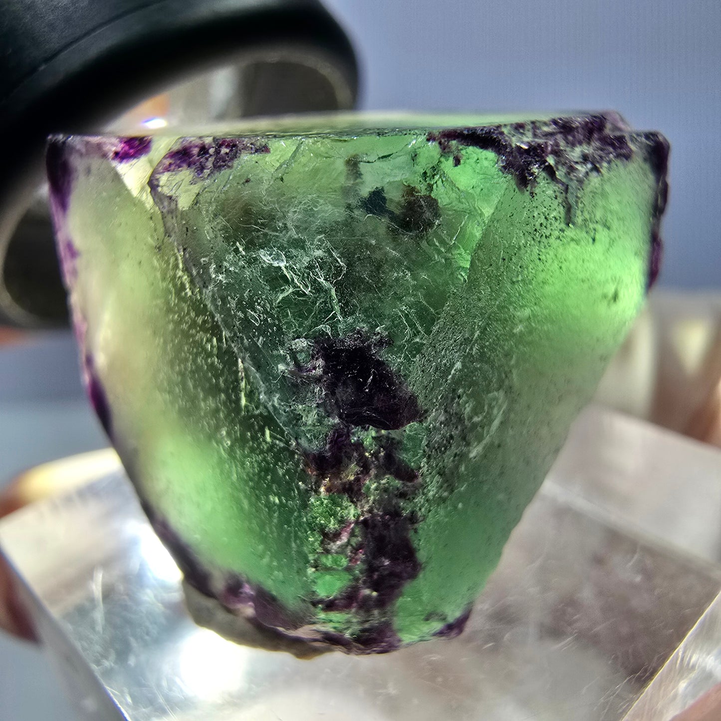 Klarer Phantom Fluorit Würfel, grün lila Okorusu, Namibia 20*19*18mm