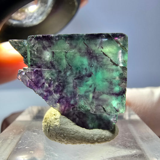 Klarer Phantom Fluorit Würfel, grün lila Okorusu, Namibia 20*18*14mm