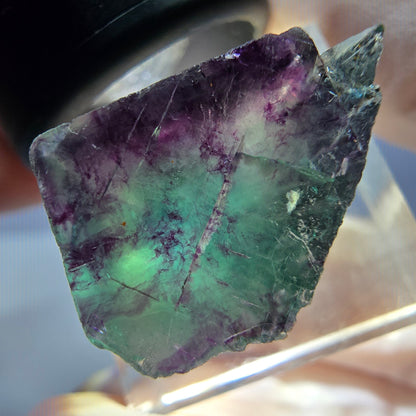 Klarer Phantom Fluorit Würfel, grün lila Okorusu, Namibia 20*18*14mm