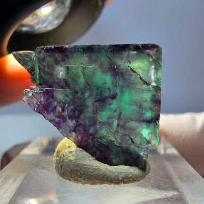 Klarer Phantom Fluorit Würfel, grün lila Okorusu, Namibia 20*18*14mm
