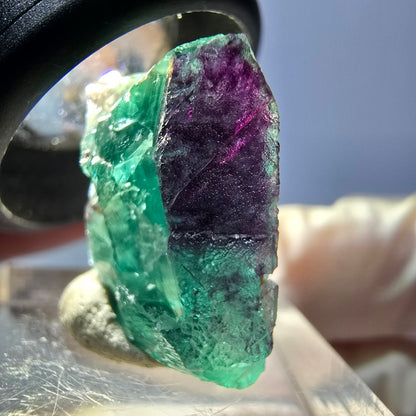 Klarer Phantom Fluorit Würfel, grün lila Okorusu, Namibia 23*20*11mm