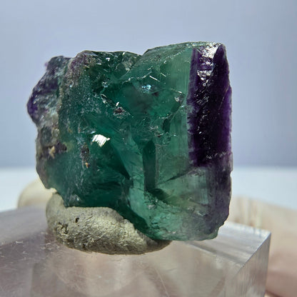 Klarer Phantom Fluorit Würfel, grün lila Okorusu, Namibia 23*20*11mm