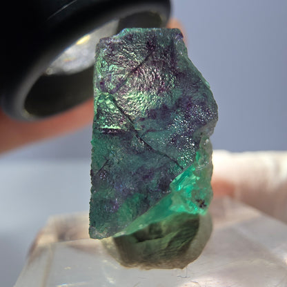 Klarer Phantom Fluorit Würfel, grün lila Okorusu, Namibia 23*20*11mm