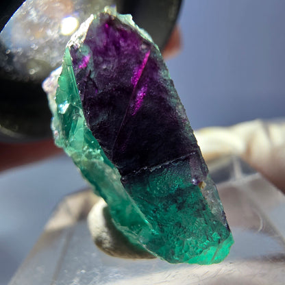 Klarer Phantom Fluorit Würfel, grün lila Okorusu, Namibia 23*20*11mm