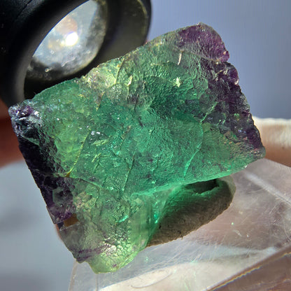 Klarer Phantom Fluorit Würfel, grün lila Okorusu, Namibia 23*20*11mm