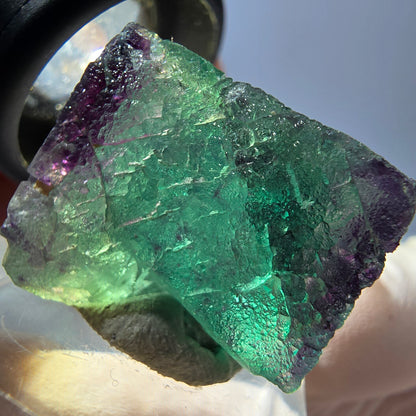 Klarer Phantom Fluorit Würfel, grün lila Okorusu, Namibia 23*20*11mm
