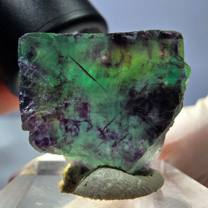 Klarer Phantom Fluorit Würfel, grün lila Okorusu, Namibia 28*23*15mm