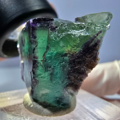 Klarer Phantom Fluorit Würfel, grün lila Okorusu, Namibia 28*23*15mm