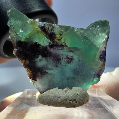 Klarer Phantom Fluorit Würfel, grün lila Okorusu, Namibia 28*23*15mm
