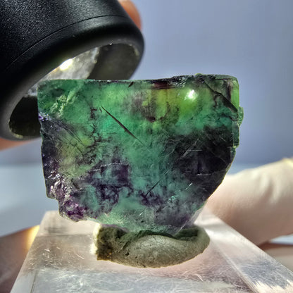 Klarer Phantom Fluorit Würfel, grün lila Okorusu, Namibia 28*23*15mm