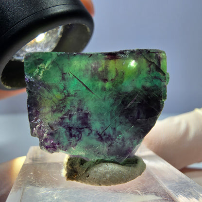 Klarer Phantom Fluorit Würfel, grün lila Okorusu, Namibia 28*23*15mm