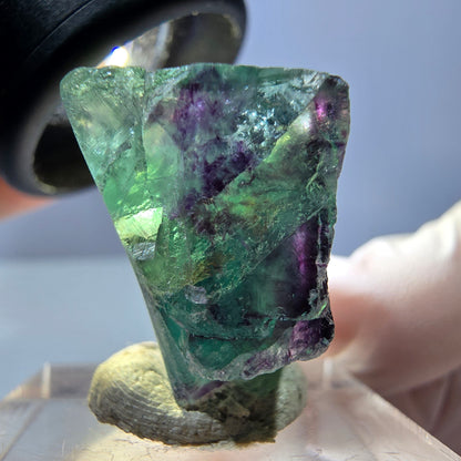 Klarer Phantom Fluorit Würfel, grün lila Okorusu, Namibia 28*23*15mm