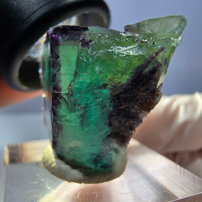 Klarer Phantom Fluorit Würfel, grün lila Okorusu, Namibia 28*23*15mm