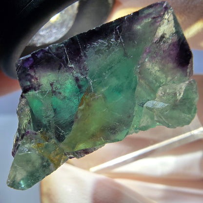 Klarer Phantom Fluorit Würfel, grün lila Okorusu, Namibia 28*23*15mm