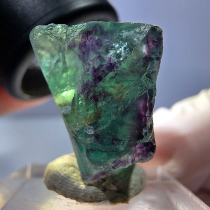 Klarer Phantom Fluorit Würfel, grün lila Okorusu, Namibia 28*23*15mm