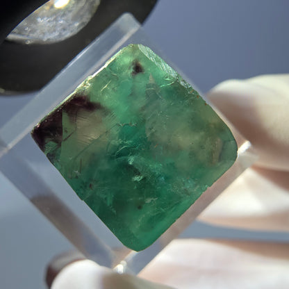 Klarer Phantom Fluorit Würfel, grün lila Okorusu, Namibia 19*14*13mm