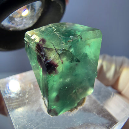 Klarer Phantom Fluorit Würfel, grün lila Okorusu, Namibia 19*14*13mm