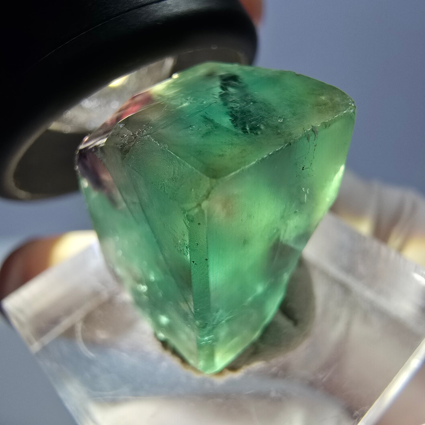 Klarer Phantom Fluorit Würfel, grün lila Okorusu, Namibia 19*14*13mm