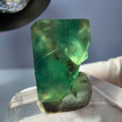 Klarer Phantom Fluorit Würfel, grün lila Okorusu, Namibia 19*14*13mm