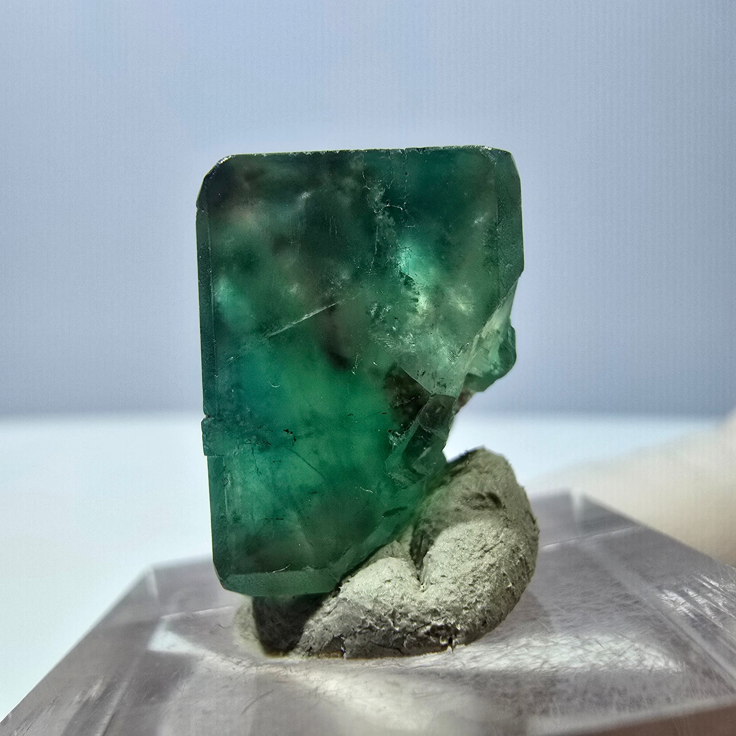 Klarer Phantom Fluorit Würfel, grün lila Okorusu, Namibia 19*14*13mm