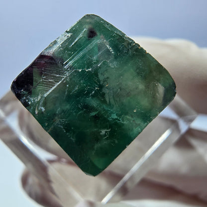 Klarer Phantom Fluorit Würfel, grün lila Okorusu, Namibia 19*14*13mm
