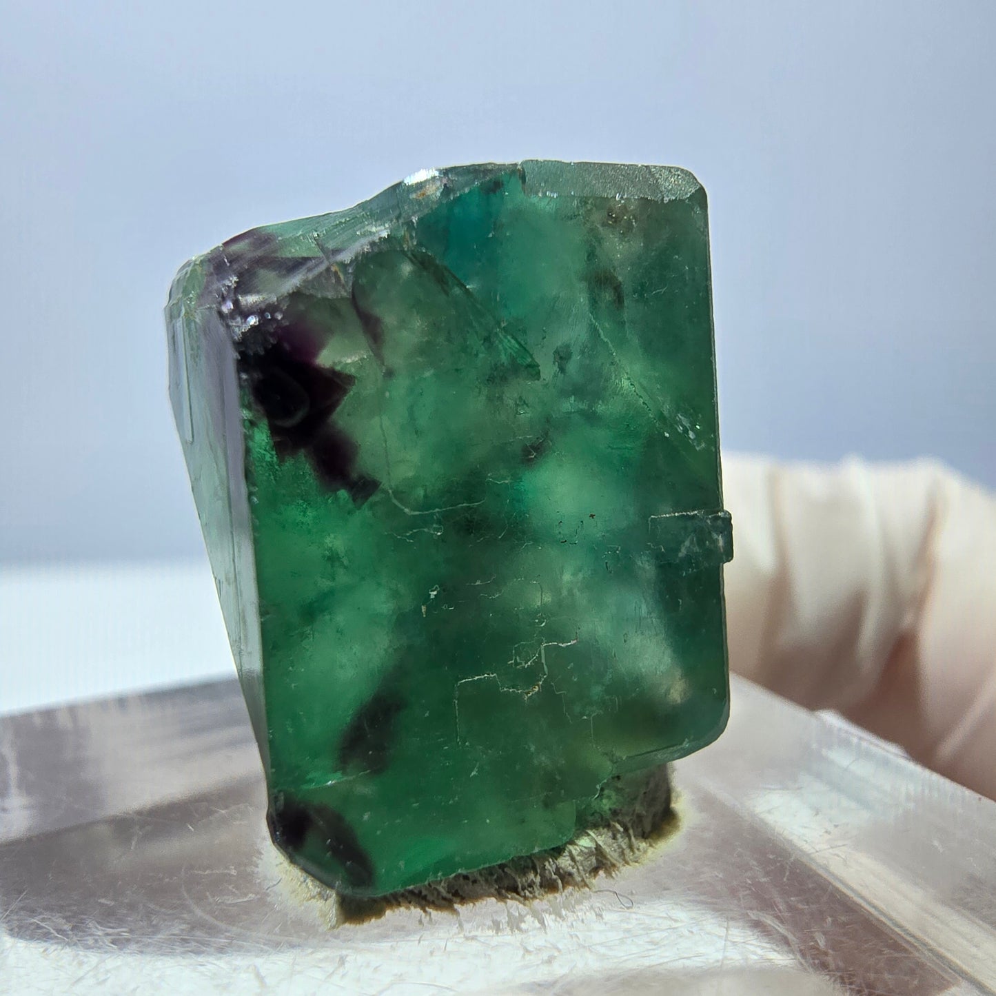 Klarer Phantom Fluorit Würfel, grün lila Okorusu, Namibia 19*14*13mm