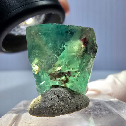Klarer Phantom Fluorit Würfel, grün lila Okorusu, Namibia 19*14*13mm