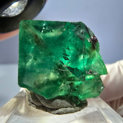 Klarer Phantom Fluorit Würfel, grün lila Okorusu, Namibia 21*21*21mm