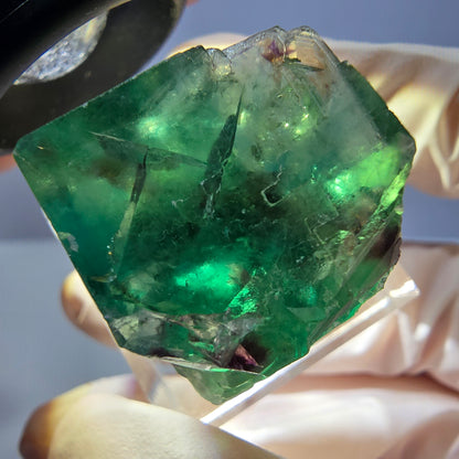 Klarer Phantom Fluorit Würfel, grün lila Okorusu, Namibia 21*21*21mm