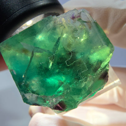 Klarer Phantom Fluorit Würfel, grün lila Okorusu, Namibia 21*21*21mm