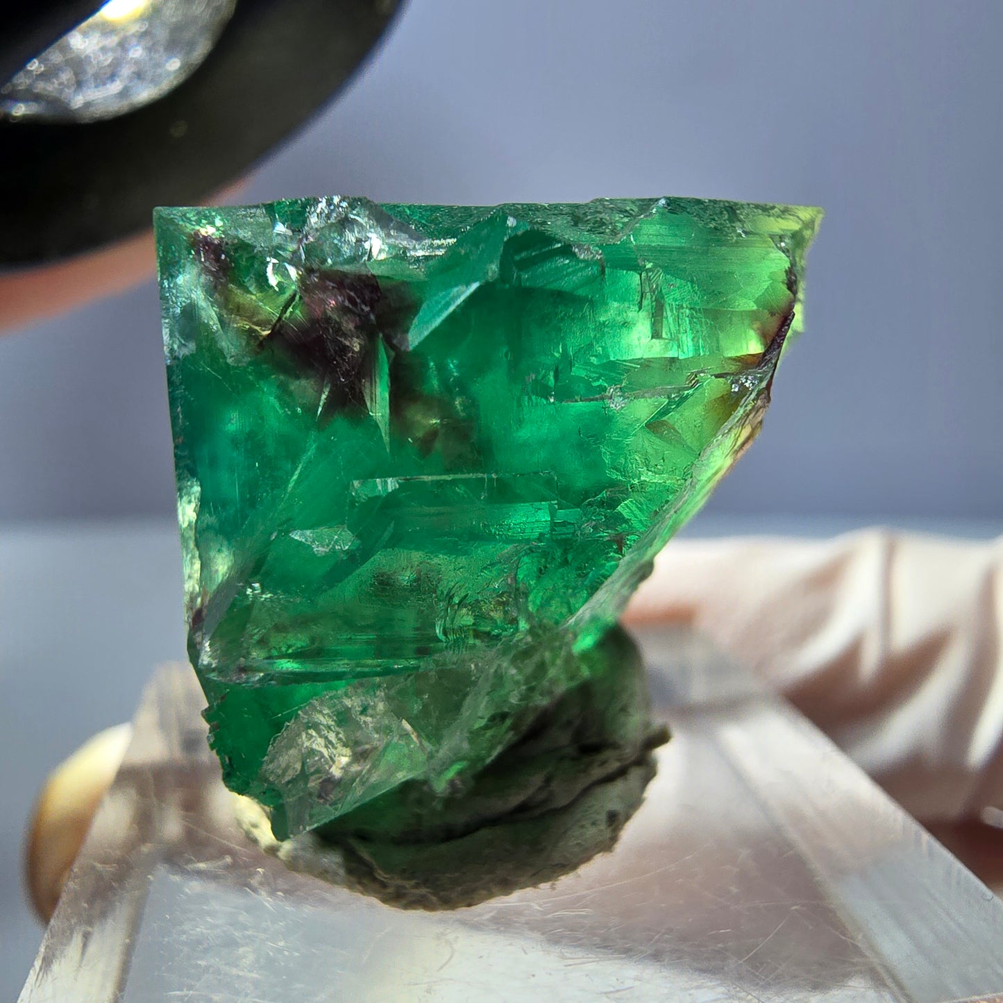 Klarer Phantom Fluorit Würfel, grün lila Okorusu, Namibia 21*21*21mm
