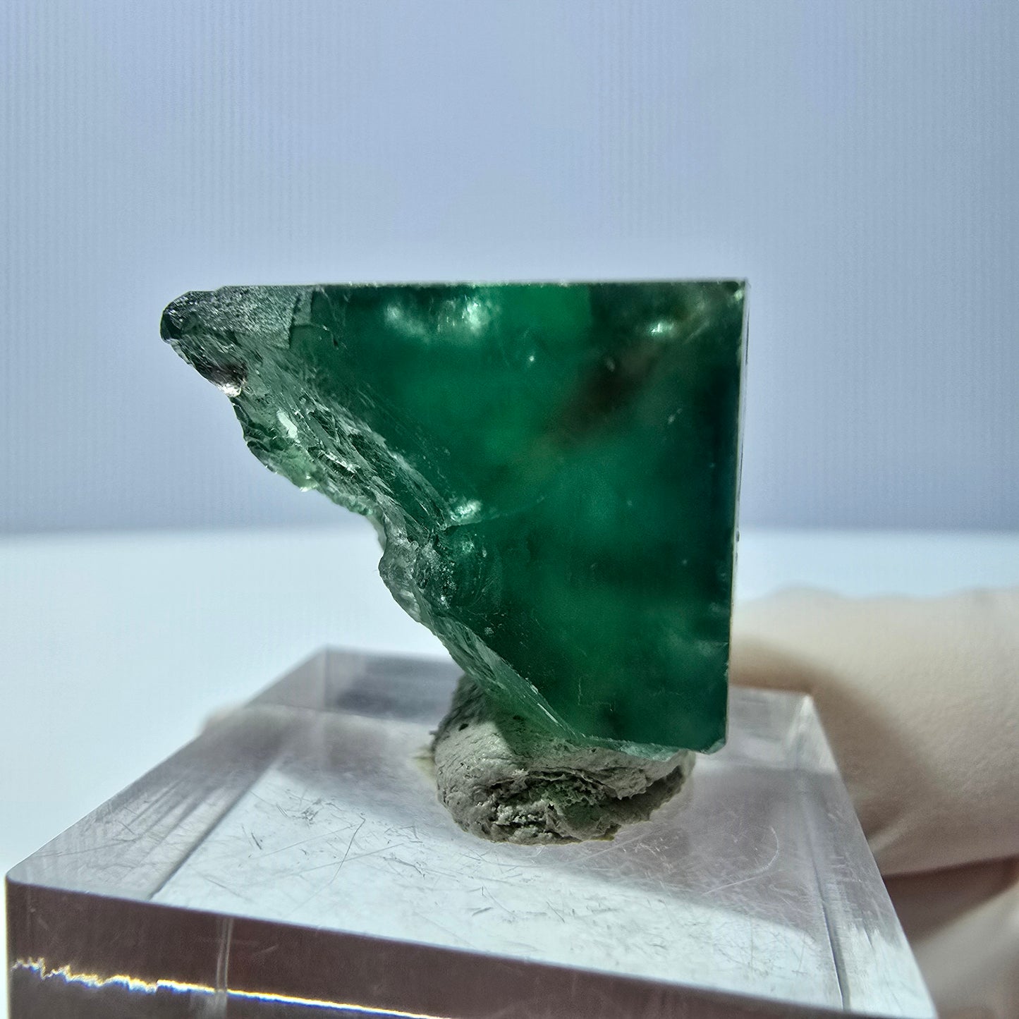 Klarer Phantom Fluorit Würfel, grün lila Okorusu, Namibia 21*21*21mm