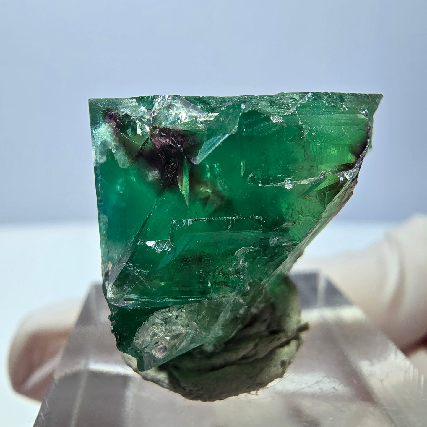 Klarer Phantom Fluorit Würfel, grün lila Okorusu, Namibia 21*21*21mm