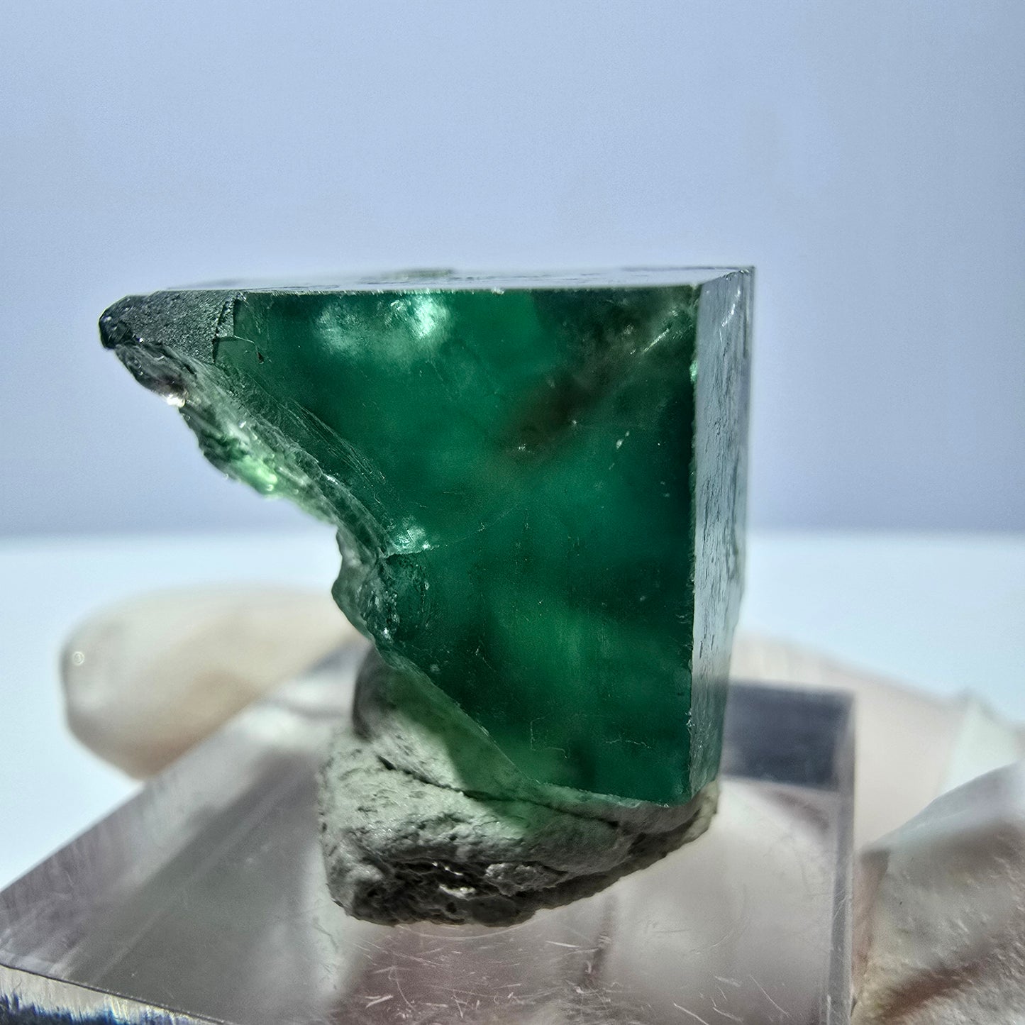 Klarer Phantom Fluorit Würfel, grün lila Okorusu, Namibia 21*21*21mm