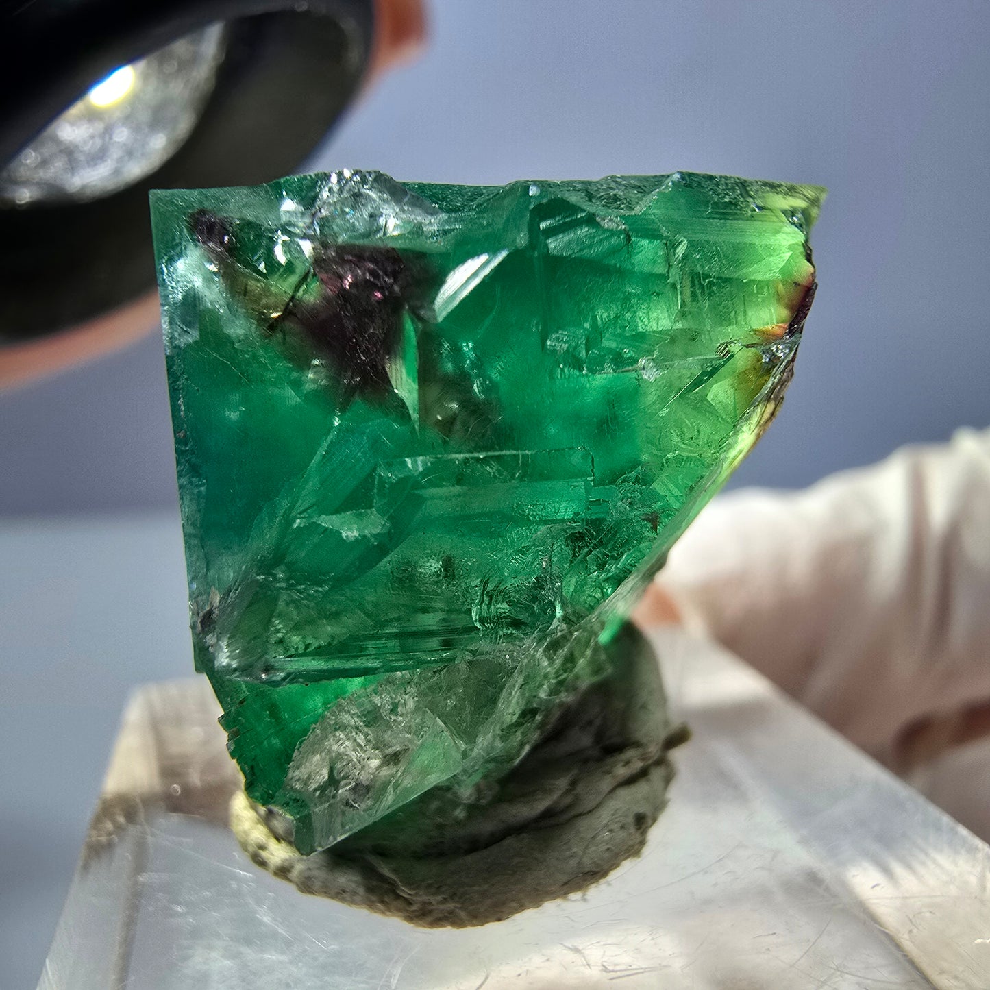 Klarer Phantom Fluorit Würfel, grün lila Okorusu, Namibia 21*21*21mm