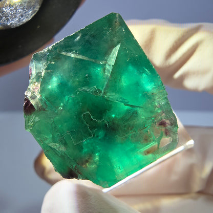 Klarer Phantom Fluorit Würfel, grün lila Okorusu, Namibia 21*21*21mm