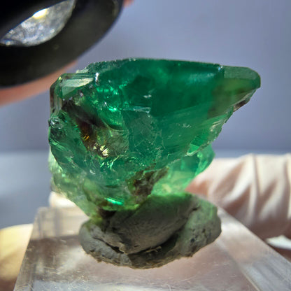 Klarer Phantom Fluorit Würfel, grün lila Okorusu, Namibia 21*21*21mm