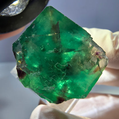 Klarer Phantom Fluorit Würfel, grün lila Okorusu, Namibia 21*21*21mm