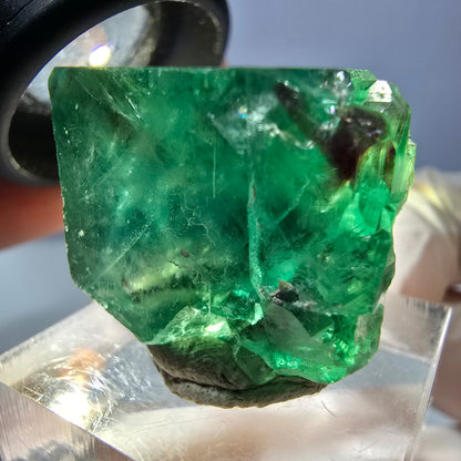 Klarer Phantom Fluorit Würfel, grün lila Okorusu, Namibia 21*21*21mm
