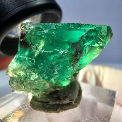 Klarer Phantom Fluorit Würfel, grün lila Okorusu, Namibia 21*21*21mm