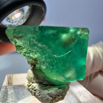 Klarer Phantom Fluorit Würfel, grün lila Okorusu, Namibia 21*21*21mm