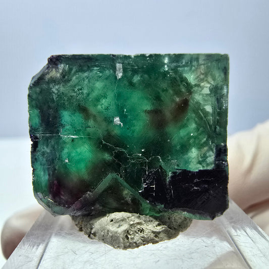 Klarer Phantom Fluorit Würfel, grün lila Okorusu, Namibia 22*19*19mm