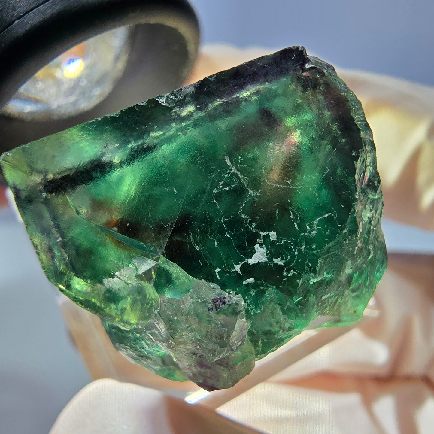 Klarer Phantom Fluorit Würfel, grün lila Okorusu, Namibia 22*19*19mm