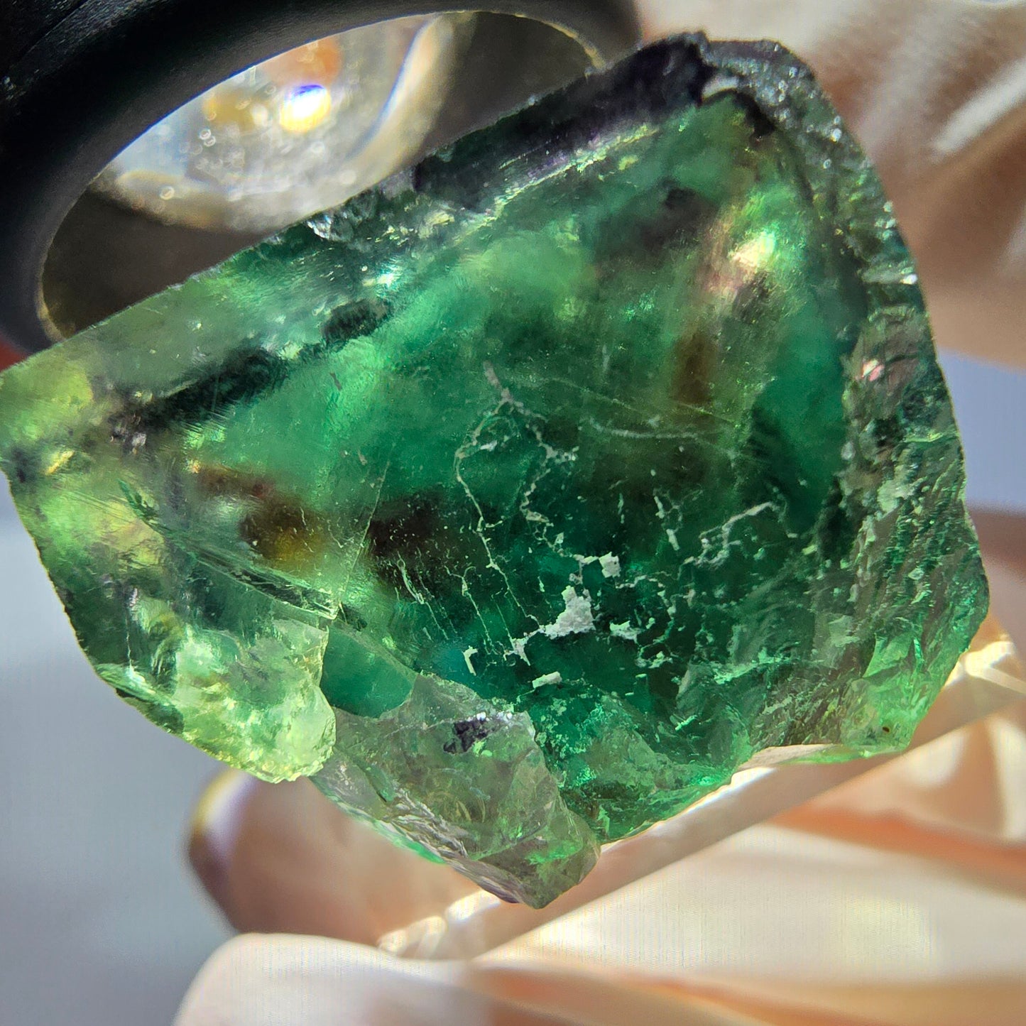 Klarer Phantom Fluorit Würfel, grün lila Okorusu, Namibia 22*19*19mm