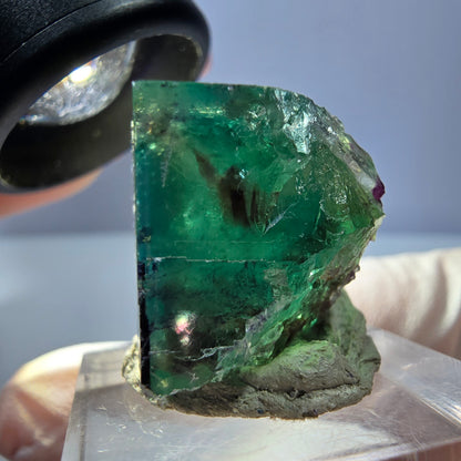 Klarer Phantom Fluorit Würfel, grün lila Okorusu, Namibia 22*19*19mm