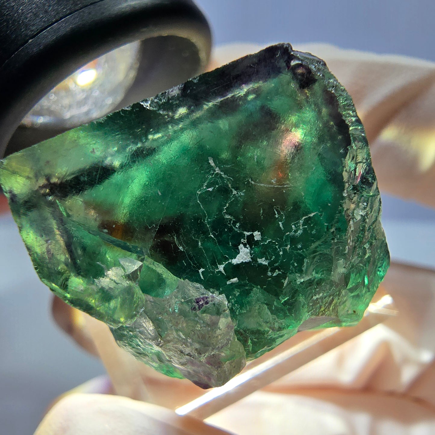 Klarer Phantom Fluorit Würfel, grün lila Okorusu, Namibia 22*19*19mm