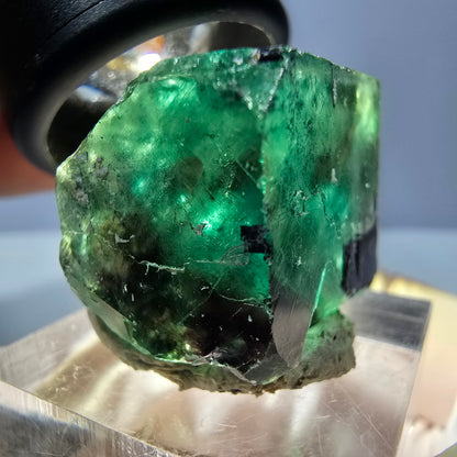 Klarer Phantom Fluorit Würfel, grün lila Okorusu, Namibia 22*19*19mm