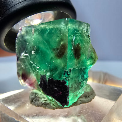 Klarer Phantom Fluorit Würfel, grün lila Okorusu, Namibia 22*19*19mm