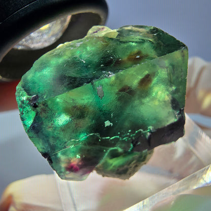 Klarer Phantom Fluorit Würfel, grün lila Okorusu, Namibia 22*19*19mm