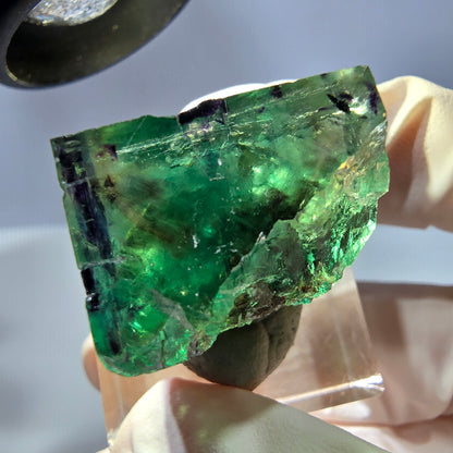 Klarer Phantom Fluorit Würfel, grün lila Okorusu, Namibia 23*21*16mm